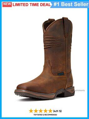 Waterproof Full-Grain Leather Western Boot Square Toe Mid-Calf Equestrian